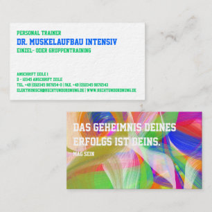 Trendiger, mutiger Fitness-Trainer Blau Grün Visitenkarte