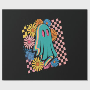 Trendiger neonfarbener floraler Geist Halloween Geschenkpapier