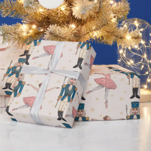 Trendiger Nussknacker und Ballerina Balletttänzeri Geschenkpapier