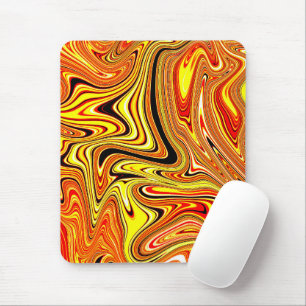 Trendiger orangefarbener Marmorwirbel Mousepad