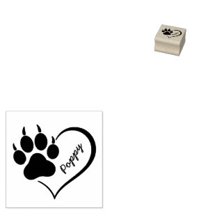 Trendiger personalisierter Katzen-Pfoten-Herz-Druc Gummistempel