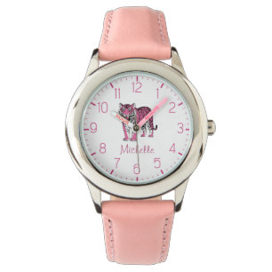 Trendiger personalisierter Name Süße Dschungel Ros Armbanduhr