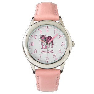 Trendiger personalisierter Name Süße Dschungel Ros Armbanduhr
