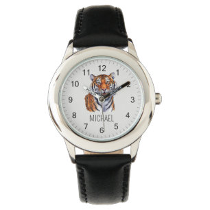 Trendiger personalisierter Name Süßer Dschungeltig Armbanduhr