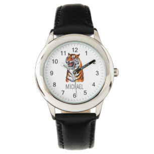 Trendiger personalisierter Name Süßer Dschungeltig Armbanduhr