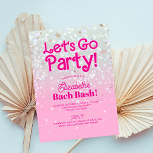 Trendiger Pink Let's Go Party Junggesellinnenabsch Einladung