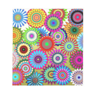 Trendiger Psychadelic Flower Power Druck Zubehör Notizblock