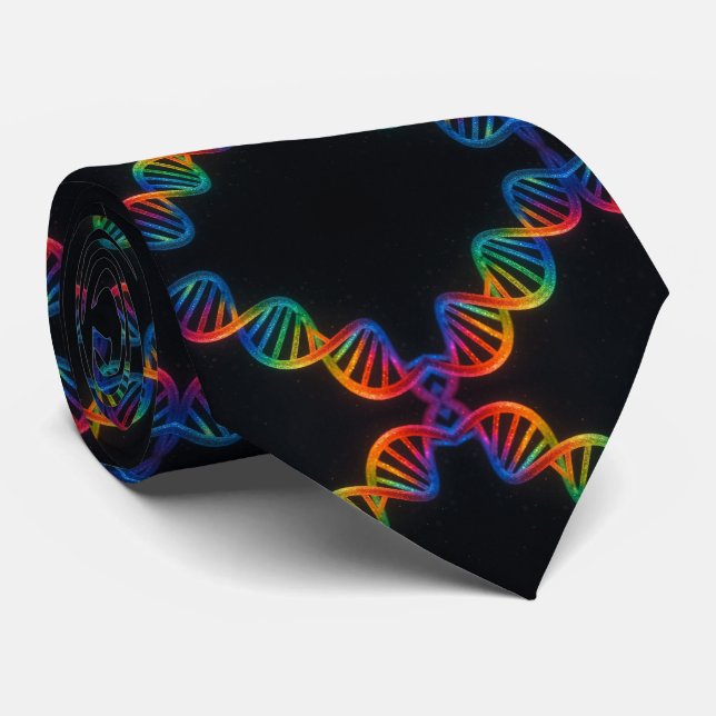 Trendiger Regenbogen-Doppelhelix-DNA-Schlips  Krawatte (Gerollt)