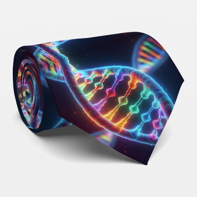 Trendiger Regenbogen-Doppelhelix-DNA-Schlips  Krawatte (Gerollt)