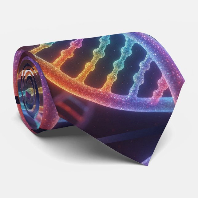 Trendiger Regenbogen-Doppelhelix-DNA-Schlips  Krawatte (Gerollt)