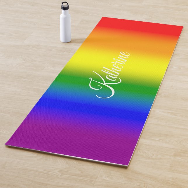 Trendiger Regenbogen-Gradienten-Schriftname Yogamatte (Beispiel)