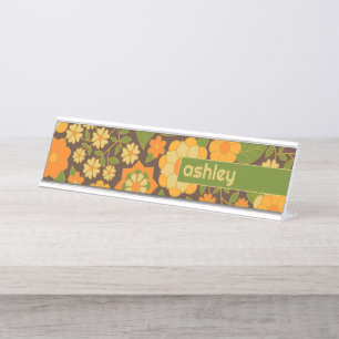 Trendiger Retro-Muster-Individuelle Name Schreibtischnamensplakette