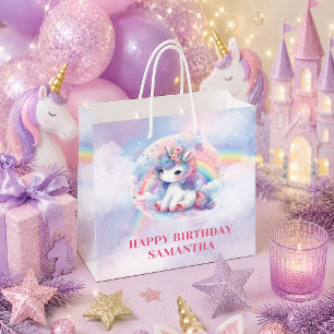 Trendiger rosa Einhorn-Magic-Girl-Birthday-Geschen Große Geschenktüte