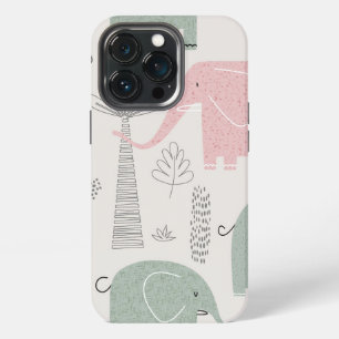 Trendiger Rosa-Grünlicher Moderner Elefant Robuste iPhone 13 Pro Hülle