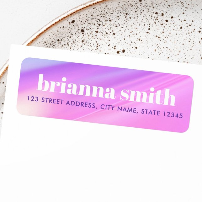 Trendiger rosa lila pastellfarbener Gradient Absen (Trendy pink purple pastel gradient return address label)