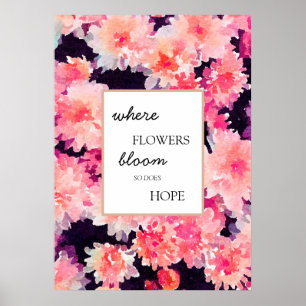 Trendiger rosa Wasserfarbe-Inspirationsblumen-Zita Poster