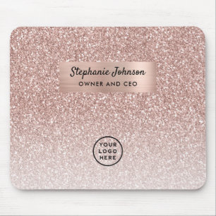 Trendiger Rose Gold Glitter Boss Lady CEO Logo Mousepad