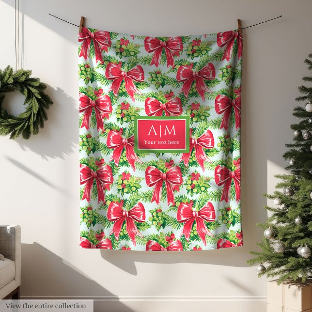 Trendiger roter Wasserfarbeneffekt-Accessoire mit  Fleecedecke (Trendy red watercolor preppy custom name fleece)