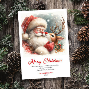 Trendiger Rudolf Weihnachtsmann Whimsical Weihnach Feiertagskarte