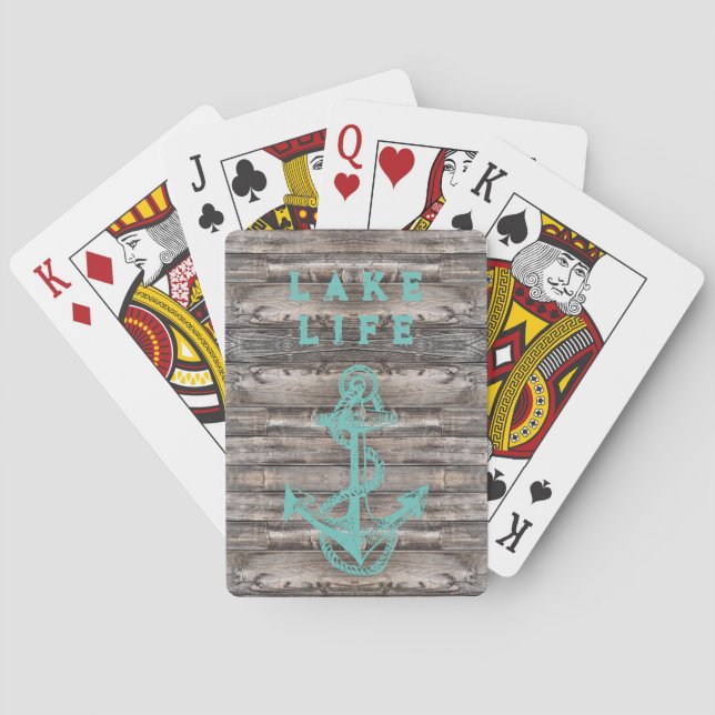 trendiger rustikaler NAUTICAL AQUAMARIN ANCHOR | Spielkarten (Rückseite)