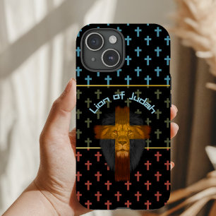 Trendiger schwarzer roter Oliven grüner Kreuz Löwe Case-Mate iPhone Hülle