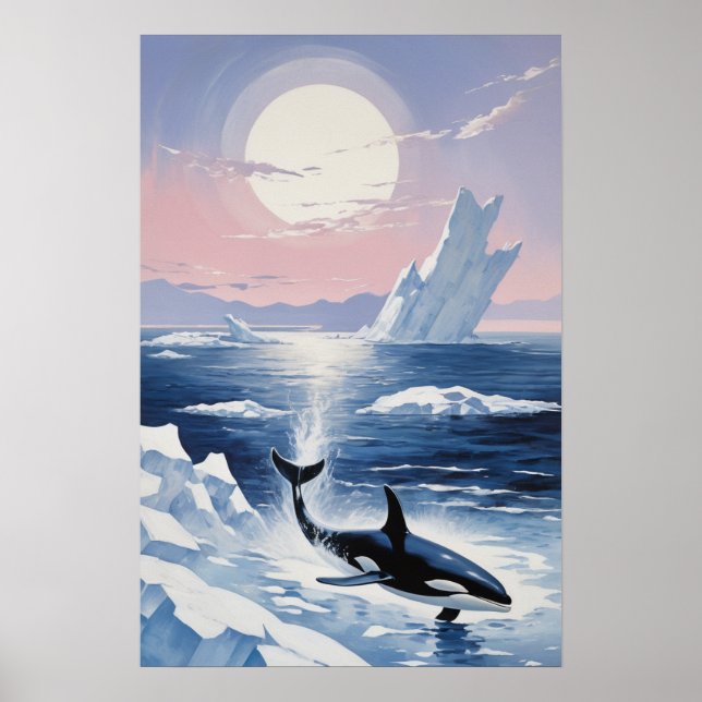 Trendiger Schwertwal Orca Alaska  Poster (Vorne)