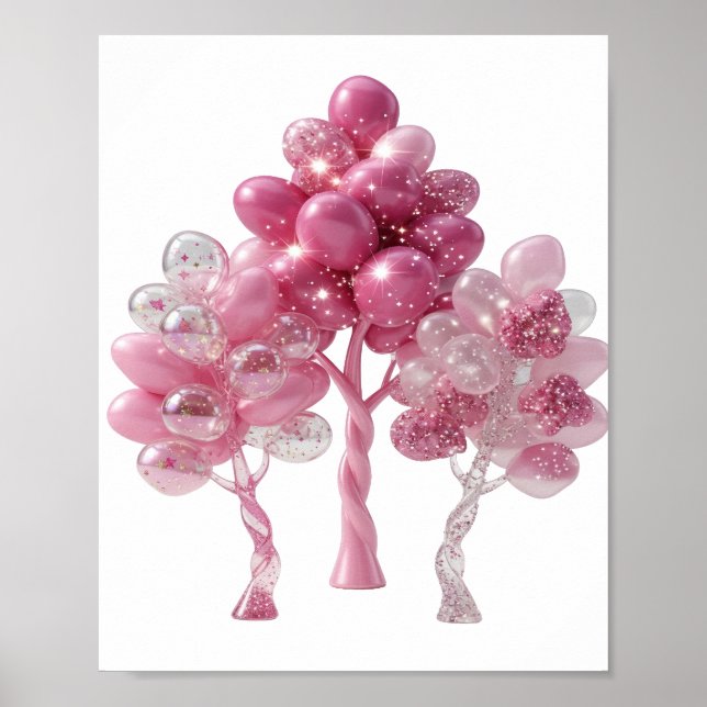 Trendiger silberner BALLOON-BAUMSCHMUCK 3D-Text-Ku Poster (Vorne)
