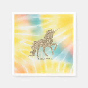 Trendiger silberner Glitter-Einhorn-Tie-Dye  Serviette