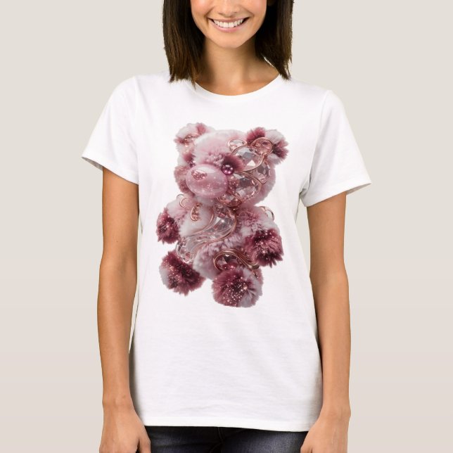 Trendiger silberner SCHÖNER TEDDYBÄR T-Shirt (Vorderseite)