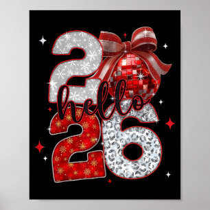 Trendiger Silvester Hallo 2026 Frohes Neues Jahr F Poster