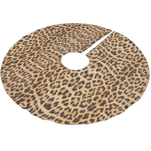 trendiger, stylischer Wildsafari-Leopardendruck Polyester Weihnachtsbaumdecke