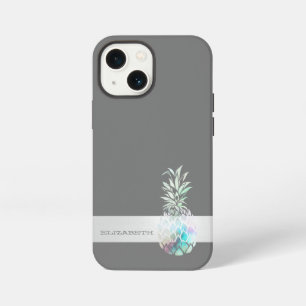 Trendiger süßer Ananas,Streifen - Personalisiert iPhone 13 Mini Hülle