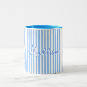 Trendiger süßer gestreifter blauer ästhetischer be zweifarbige tasse