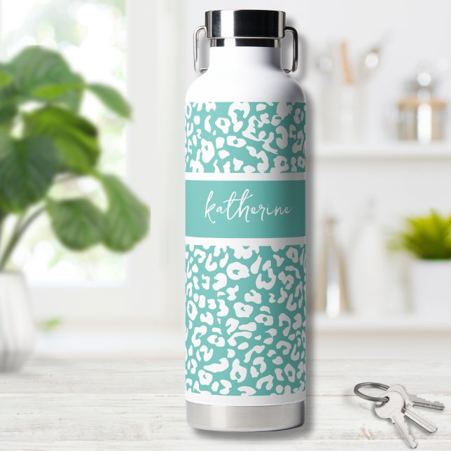 Trendiger süßer Name Trinkflasche (Modern Leopard Name Water Bottle)