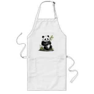Trendiger süßer Panda-Bär mit Grünzeug Bambus  Lange Schürze