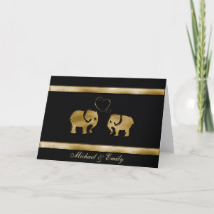 Trendiger süßer schwarzer/goldener verliebter Elef Karte