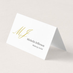 Trendiger Visagist Gold Monogramm Schwarz Weiß Visitenkarten