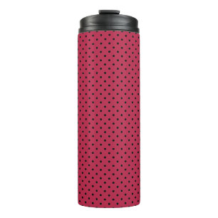 Trendiger Viva Magenta und schwarzer Punkte-Thermo Thermosbecher