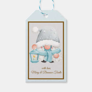 Trendiger Wasserfarben Blau- und Silber-Weihnachts Geschenkanhänger