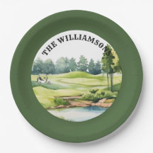 Trendiger Wasserfarben-Golfkurs-Wagen