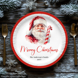 Trendiger Weihnachtsmann Moderner warmer Feiertags Pappteller