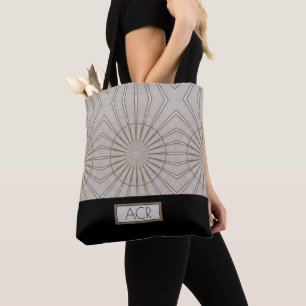 Trendiges abstraktes Muster Monogramm Braun Schwar Tasche