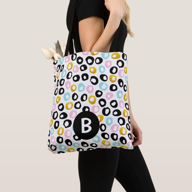 Trendiges abstraktes Punkte-Muster-Monogramm Tasche (Von Nahem)