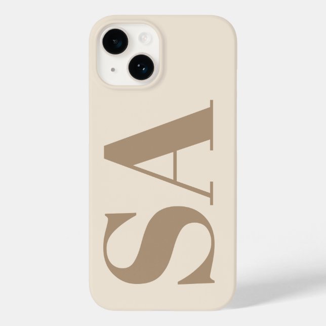 trendiges Antikweiß mit Monogramm Case-Mate iPhone 14 Hülle (Rückseite)