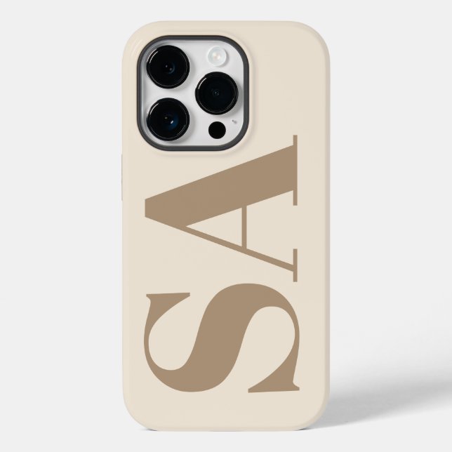 trendiges Antikweiß mit Monogramm Case-Mate iPhone 14 Pro Hülle (Rückseite)