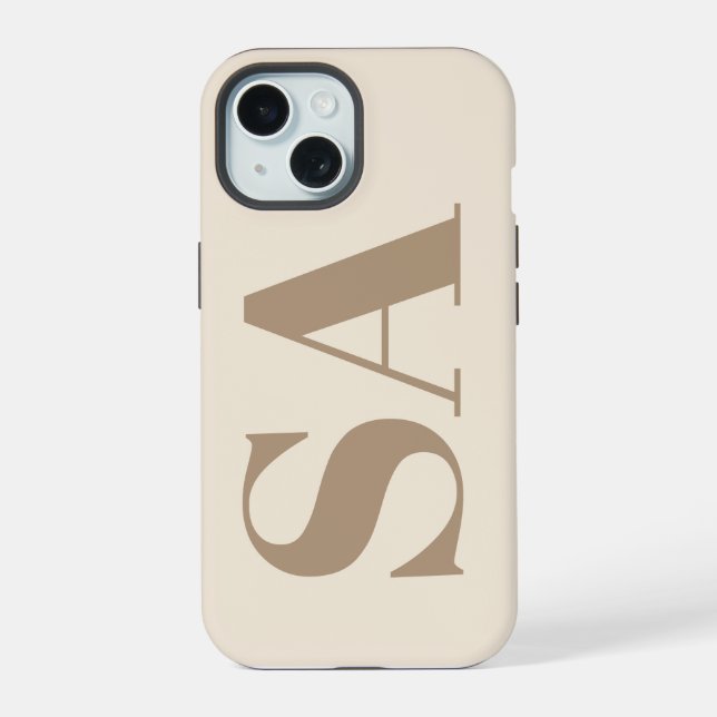 trendiges Antikweiß mit Monogramm Case-Mate iPhone 15 Hülle (Rückseite)