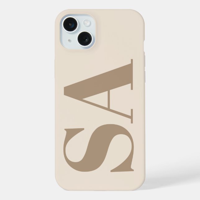 trendiges Antikweiß mit Monogramm Case-Mate iPhone 15 Plus Hülle (Rückseite)