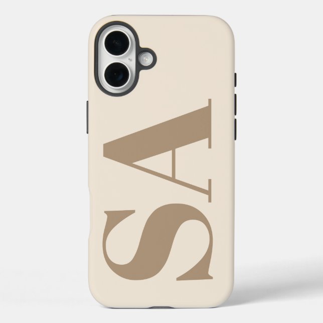 trendiges Antikweiß mit Monogramm Case-Mate iPhone 16 Plus Hülle (Rückseite)