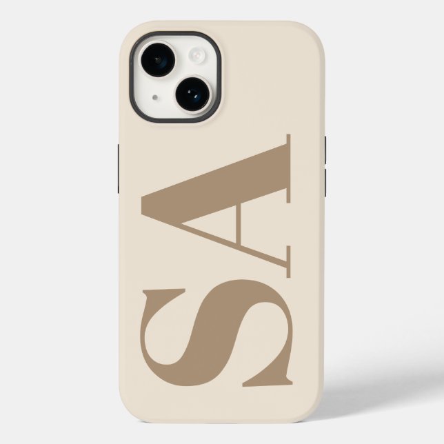 trendiges Antique White mit Monogramm Case-Mate iPhone 14 Hülle (Rückseite)