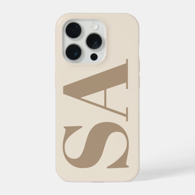 trendiges Antique White mit Monogramm Case-Mate iPhone 15 Pro Hülle (Rückseite)